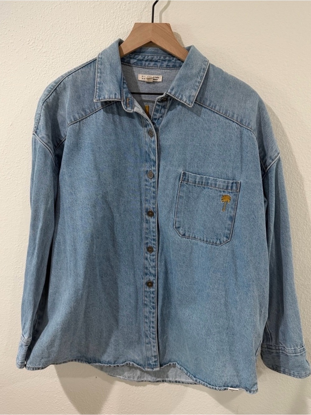Billabong x The Salty Blonde Oversized Light Blue Denim Jacket Embroidered